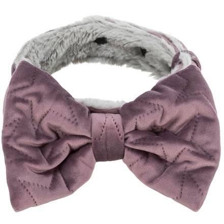 Papírenské zboží - Vánoční obojek s mašlí, M-L, samet/plyš, lila