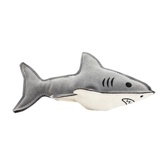 Papírenské zboží - Žralok, 23 cm, kožená robustní hračka, HIPHOP DOG, šedá/bílá