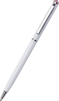 Papírenské zboží - Kuličkové pero s růžovými krystaly "SLIM-MADE WITH SWAROVSKI ELEMENTS", černá, 13 cm,
