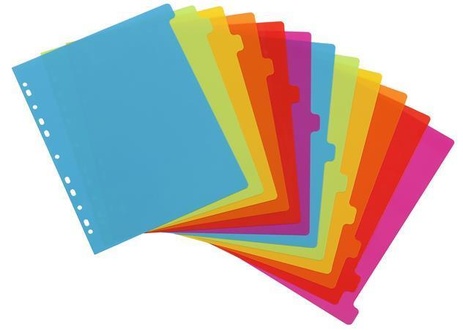 Papírenské zboží - Rejstříky "Happy Fluo", různé barvy, plastový, A4 maxi, 12 dílný, VIQUEL