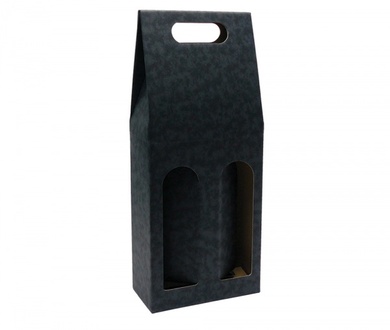 Papírenské zboží - Odnosná krabice na víno 2 láhve černá