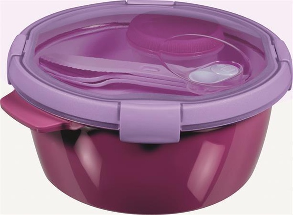 Papírenské zboží - Box na jídlo "Smart to go", purpurová, s příborem, 1,6l, CURVER