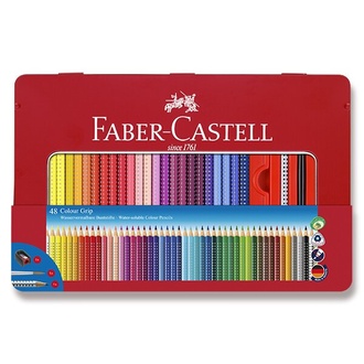 Papírenské zboží - Pastelky Faber-Castell 112448 Grip 2001 plechová krabička, 48 barev