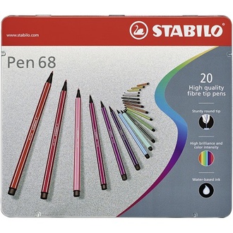 Papírenské zboží - Prémiový vláknový fix - STABILO Pen 68 - 20 ks sada v plechu