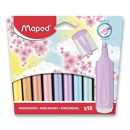 Papírenské zboží - Zvýrazňovač Maped Fluo Peps Pastel sada 10 barev