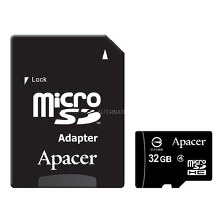 Papírenské zboží - Apacer paměťová karta Secure Digital, 32GB, micro SDHC, AP32GMCSH4-R, Class 4, s adaptére