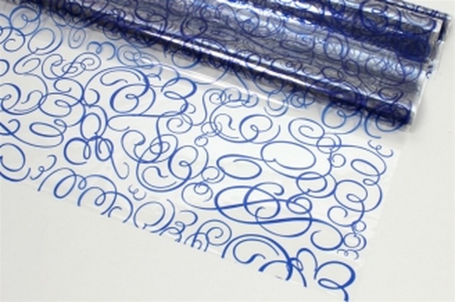 Papírenské zboží - Celofánové archy s potiskem 25my 70x100 cm - dekor modrá klička [25 ks]