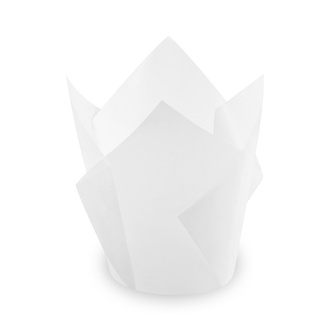 Papírenské zboží - Cukrářský košíček TULIP bílý průměr 5 x 8,5 cm (16 x 16 cm) [100 ks]