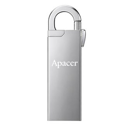 Papírenské zboží - Apacer USB flash disk, USB 2.0, 16GB, AH13A, stříbrný, AP16GAH13AS-1, USB A, s karabinkou