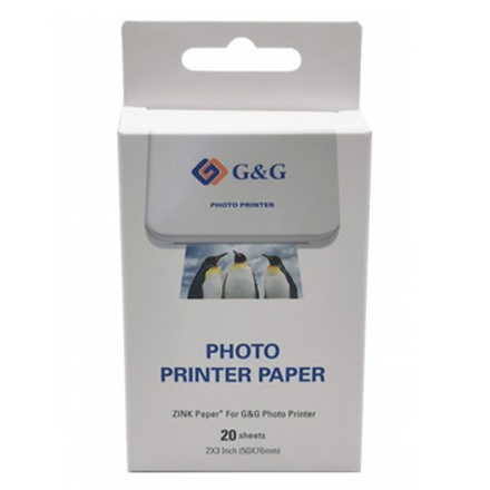 Papírenské zboží - G&G Photo paper, foto papír, bílý, 50x76mm, 20 ks, GG-ZP023-20, termosublimační