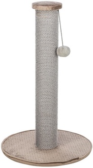 Papírenské zboží - Škrabací sloupek LIVIA s plyšovou kuličkou, 64 cm, sisal/plyš, béžovošedá