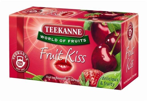 Papírenské zboží - Čaj ovocný, 20x2,5 g, TEEKANNE, "Fruit kiss", jahoda-třešeň