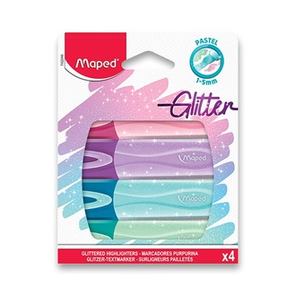 Papírenské zboží - Zvýrazňovač Maped Fluo Peps Classic Glitter sada 4 barev