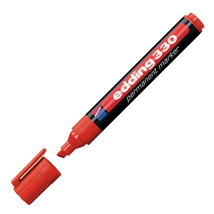 Papírenské zboží - Permanentní popisovač "ED 330", červená, 1-5mm, klínový hrot, EDDING