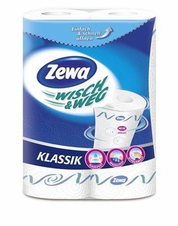 Papírenské zboží - Kuchyňské utěrky, 2 vrstvy, 2 ks, ZEWA "Wisch&Weg Klassik"