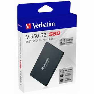 Papírenské zboží - Interní disk SSD Verbatim SATA III, 512GB, Vi550, 49352 černý, 535 MB/s,560 MB/s