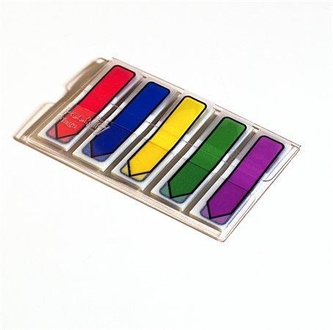 Papírenské zboží - Záložky se zásobníkem, 5x20 lístků, 11,9x43,2 mm, tvar šipky, mix barev, 3M POSTIT