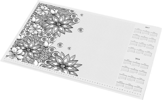Papírenské zboží - Podložka na stůl "Květy", A3, 410x275 mm, s omalovánkou, PANTA PLAST