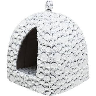 Papírenské zboží - MILA plyšová jeskyňka s polštářem, 32 × 42 × 32 cm, bílá/šedá 