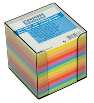 Papírenské zboží - Papírové bločky v kostce 89x89x85 mm, nelepené se stojánkem, DONAU, barevné
