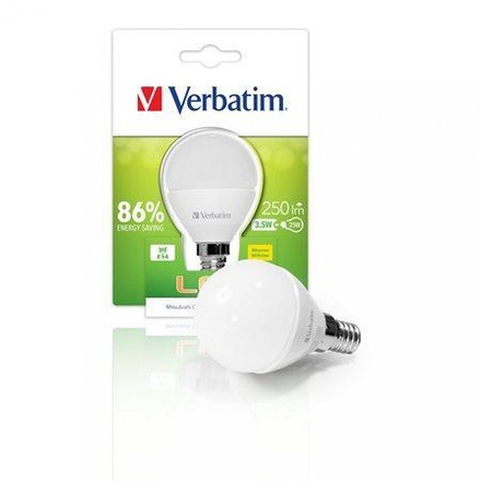 Papírenské zboží - LED žárovka, E14, mini koule, 250lm, 3,5W, 2700K, teplá bílá, VERBATIM