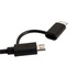 Papírenské zboží - USB kábel (2.0), USB A M - microUSB M + USB C M, 1m, guľatý, čierny, plastic bag, s redukciou na USB C