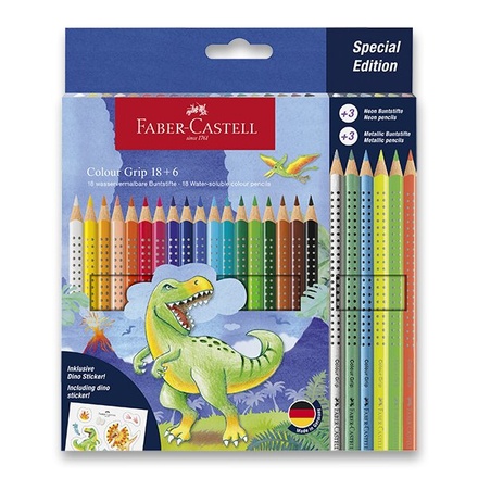 Papírenské zboží - Pastelky Faber-Castell Colour Grip Dinosaurus souprava, 24 ks