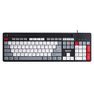 Papírenské zboží - Marvo KB005, klávesnice US, klasická, drátová (USB), černo-červená