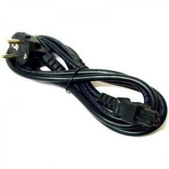 Papírenské zboží - Síťový kabel 230V napájecí, CEE7 (vidlice)-C5, 2m, VDE approved, černý, Logo, koncovka ve
