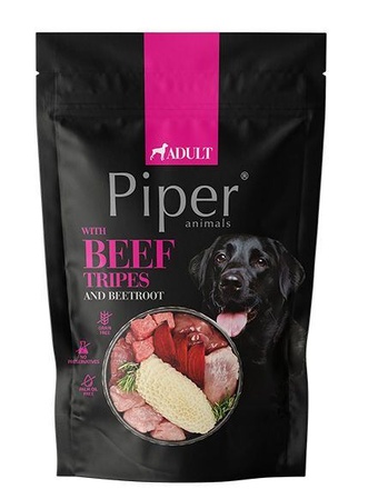 Papírenské zboží - NEW PIPER s hovězími žaludky a červenou řepou, kapsička pro psy 500 g