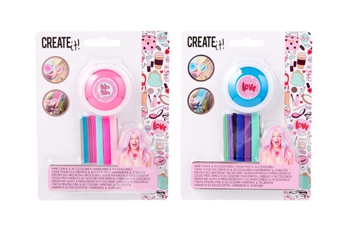 Papírenské zboží - Křída na vlasy +vlasové doplňky blistr, 2 druhy