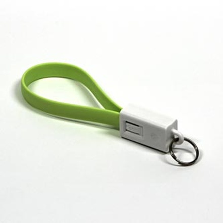 Papírenské zboží - Kabel USB (2.0), USB A M- USB micro M, 0.2m, světle zelená, Logo, blistr, klíčenka