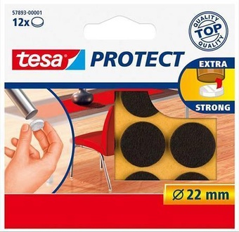 Papírenské zboží - Plstěné samolepicí podložky "Protect 57893", hnědá, 22 mm, TESA