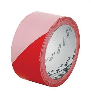Papírenské zboží - Bezpečnostní páska, samolepící, 50x33 mm, 3M, červeno-bílá