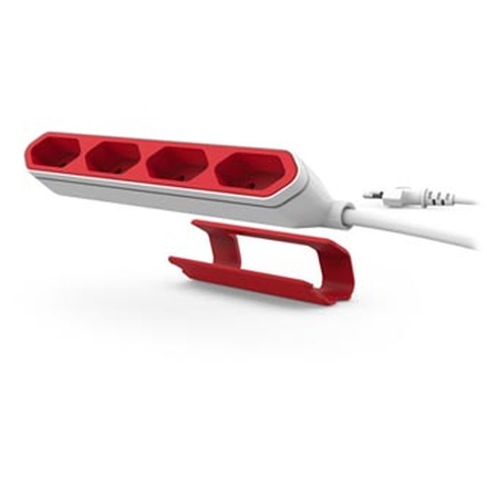 Papírenské zboží - Síťový kabel 230V prodlužovací, CEE7 (vidlice)-POWERCUBE, 1.5m, PowerBar, červený, POWERC
