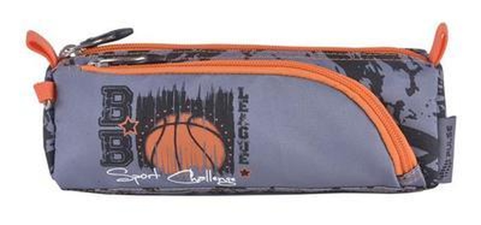 Papírenské zboží - Penál "Basketball League", šedá-oranžová, zip, PULSE