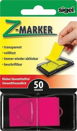 Papírenské zboží - Záložky "Z", 50 lístků, 25x45, SIGEL, růžové
