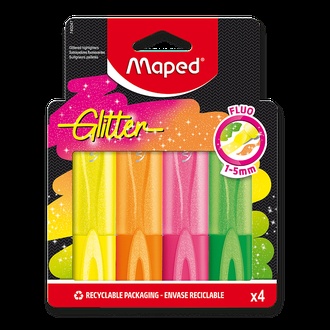 Papírenské zboží - Zvýrazňovač Maped Glitter Fluo 4 ks, blistr