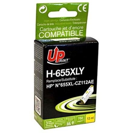 Papírenské zboží - UPrint kompatibilní ink s CZ112AE, HP 655, yellow, 750str., 12ml, H-655XLY, pro HP Deskje