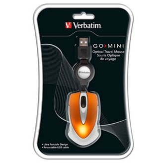 Papírenské zboží - Verbatim Myš 49023, 1000DPI, optická, 3tl., 1 kolečko, drátová USB, oranžová