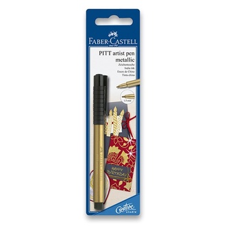 Papírenské zboží - Popisovač Faber-Castell Pitt Artist Pen Metallic blistr, zlatý 167397