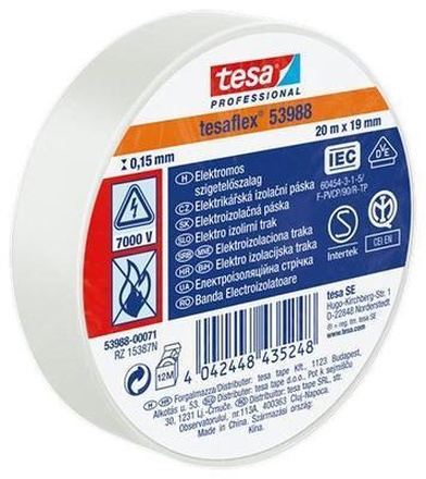 Papírenské zboží - Izolační páska "Professional", bílá, 19 mm x 20 m, TESA