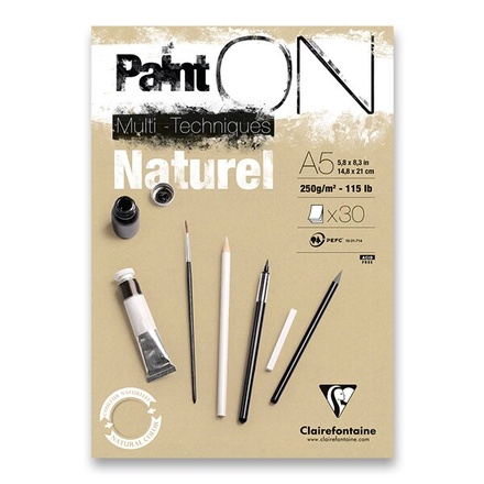 Papírenské zboží - Blok Clairefontaine Paint on Natural A5, 30 listů, 250 g