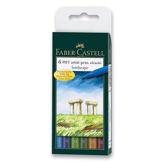Papírenské zboží - Popisovač Faber-Castell Pitt Artist Pen Brush 6 ks, přírodní odstíny