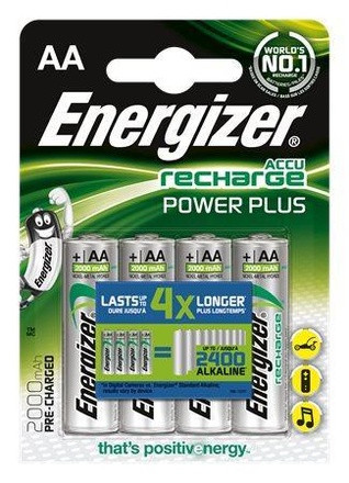 Papírenské zboží - Nabíjecí baterie, AA, 4x2000 mAh, ENERGIZER "Power Plus"