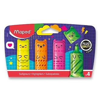 Papírenské zboží - Zvýrazňovač Maped Mini Fluo Kawai - 4 ks
