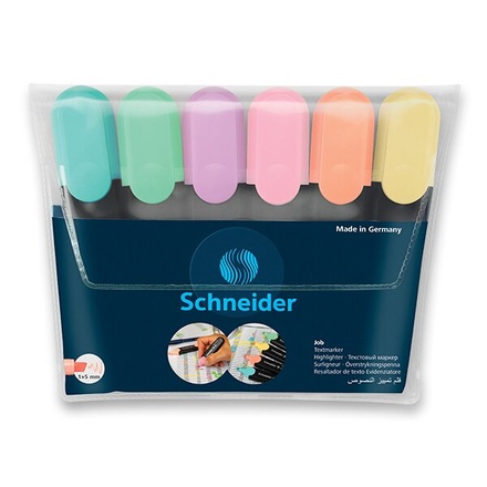 Papírenské zboží - Zvýrazňovač Schneider Job Pastel sada 6 barev