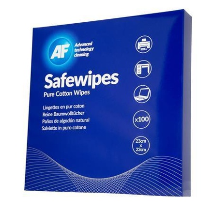 Papírenské zboží - Čisticí ubrousky "Safewipes", bavlna, 23x23 cm, 100 ks, AF