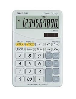 Papírenské zboží - Kalkulačka stolní, "EL-M332BWH" 10 místný displej, SHARP