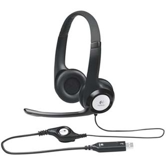 Papírenské zboží - Logitech Stereo H390, sluchátka s mikrofonem, ovládání hlasitosti, černá, USB